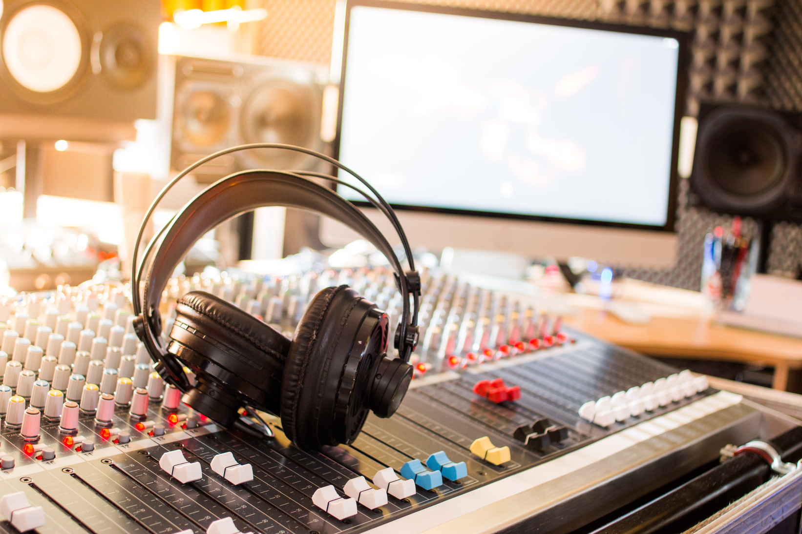 Sound recording studio mixer desk: professional music production